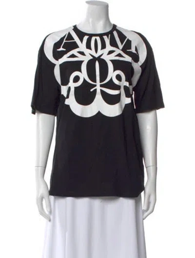 Pre-owned Alexander Mcqueen Graphic Print Crew Neck T-shirt In Black