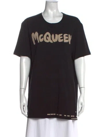 Pre-owned Alexander Mcqueen Graphic Print Crew Neck T-shirt In Black
