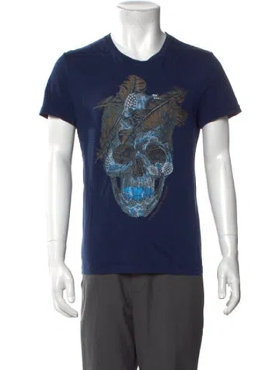 Pre-owned Alexander Mcqueen Graphic Print Crew Neck T-shirt In Blue