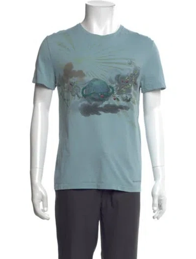 Pre-owned Alexander Mcqueen Graphic Print Crew Neck T-shirt In Blue