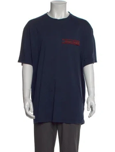 Pre-owned Alexander Mcqueen Graphic Print Crew Neck T-shirt In Blue
