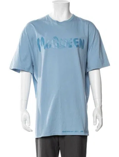 Pre-owned Alexander Mcqueen Graphic Print Crew Neck T-shirt In Blue