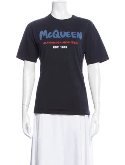 Pre-owned Alexander Mcqueen Graphic Print Crew Neck T-shirt In Blue