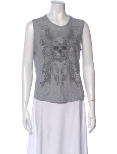 Pre-owned Alexander Mcqueen Graphic Print Crew Neck T-shirt In Gray