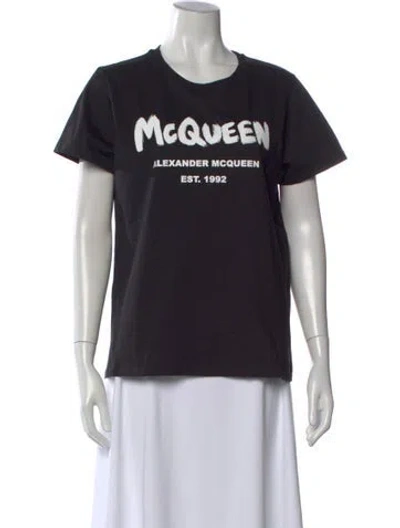 Pre-owned Alexander Mcqueen Graphic Print Crew Neck T-shirt W/ Tags In Black