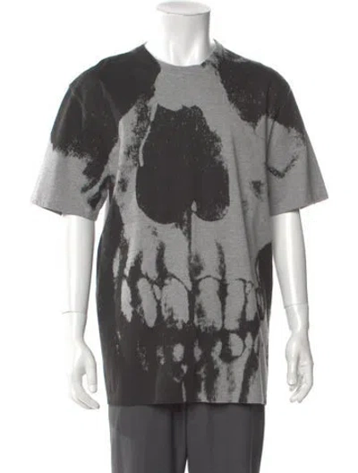 Pre-owned Alexander Mcqueen Graphic Print Crew Neck T-shirt W/ Tags In Gray