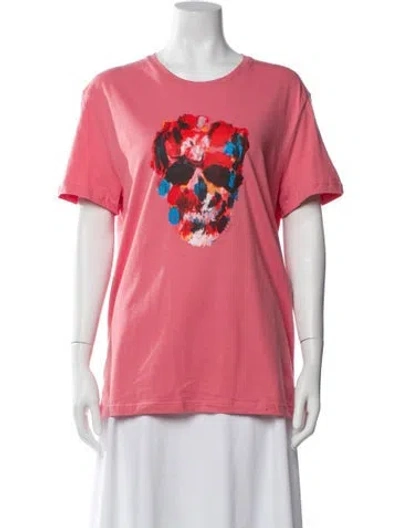 Pre-owned Alexander Mcqueen Graphic Print Crew Neck T-shirt W/ Tags In Pink