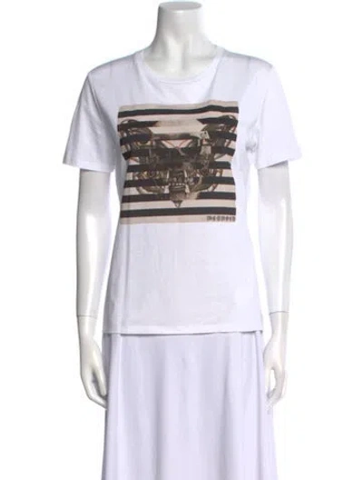 Pre-owned Alexander Mcqueen Graphic Print Crew Neck T-shirt W/ Tags In White