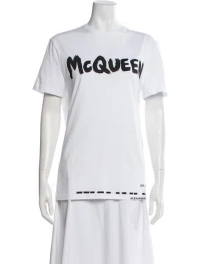 Pre-owned Alexander Mcqueen Graphic Print Crew Neck T-shirt W/ Tags In White