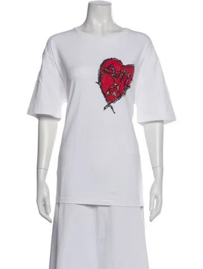 Pre-owned Alexander Mcqueen Graphic Print Crew Neck T-shirt In White