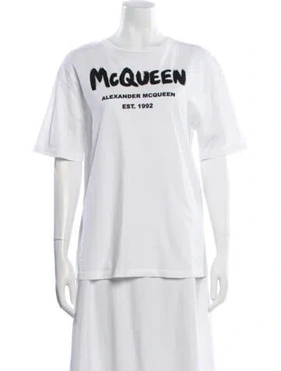 Pre-owned Alexander Mcqueen Graphic Print Crew Neck T-shirt In White