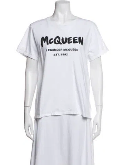Pre-owned Alexander Mcqueen Graphic Print Crew Neck T-shirt In White