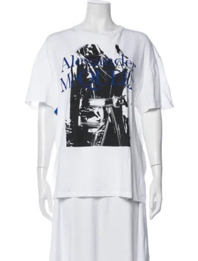 Pre-owned Alexander Mcqueen Graphic Print Crew Neck T-shirt In White