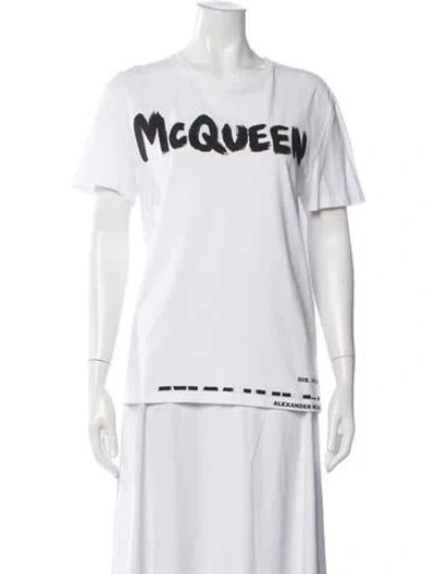 Pre-owned Alexander Mcqueen Graphic Print Crew Neck T-shirt In White