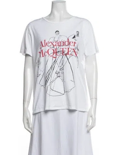 Pre-owned Alexander Mcqueen Graphic Print Crew Neck T-shirt In White