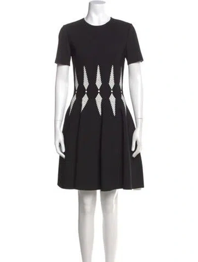 Pre-owned Alexander Mcqueen Graphic Print Knee-length Dress In Black