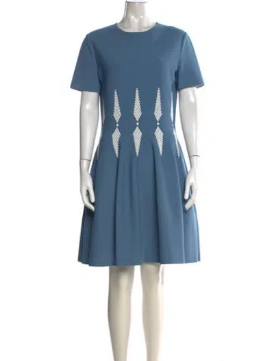 Pre-owned Alexander Mcqueen Graphic Print Knee-length Dress In Blue