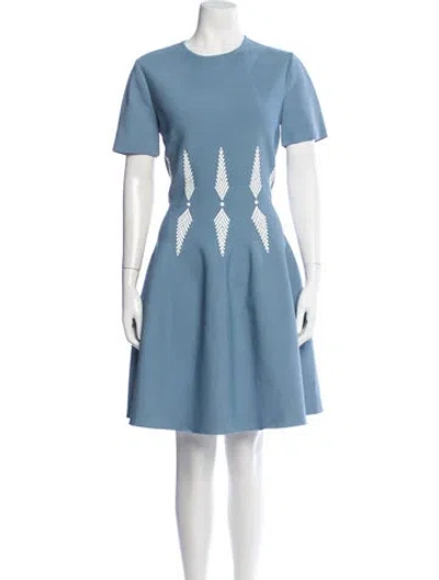 Pre-owned Alexander Mcqueen Graphic Print Knee-length Dress In Blue