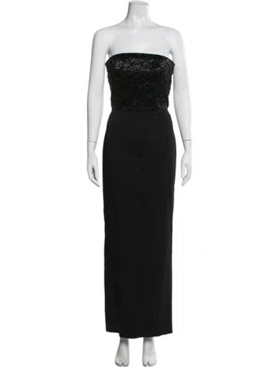 Pre-owned Alexander Mcqueen Graphic Print Long Dress In Black