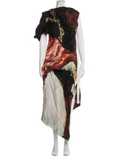 Pre-owned Alexander Mcqueen Graphic Print Long Dress In Multi