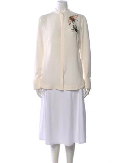 Pre-owned Alexander Mcqueen Graphic Print Long Sleeve Blouse In Neutral