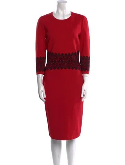 Pre-owned Alexander Mcqueen Graphic Print Midi Length Dress In Red
