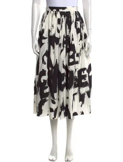 Pre-owned Alexander Mcqueen Graphic Print Midi Length Skirt In Black