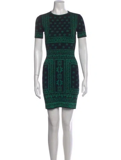 Pre-owned Alexander Mcqueen Graphic Print Mini Dress In Black