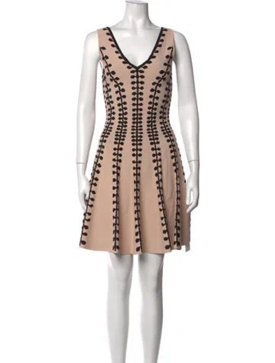 Pre-owned Alexander Mcqueen Graphic Print Mini Dress In Neutrals