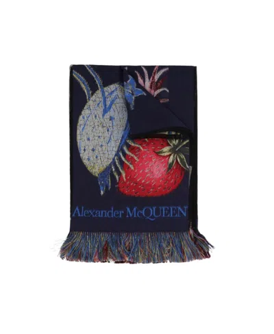 Alexander Mcqueen Graphic-print Scarf In Black