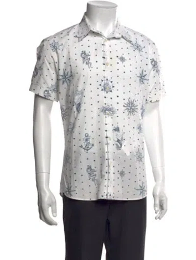Pre-owned Alexander Mcqueen Graphic Print Short Sleeve Shirt In White
