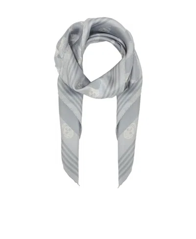 Alexander Mcqueen Graphic-print Silk Scarf In Blue