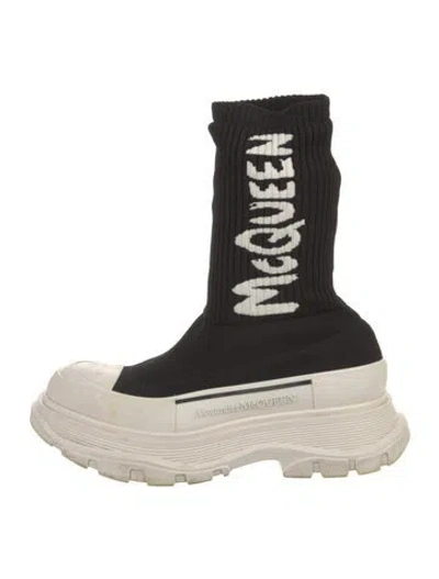 Pre-owned Alexander Mcqueen Graphic Print Sock Boots In Multi