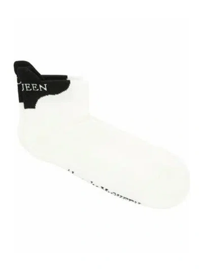 Pre-owned Alexander Mcqueen Graphic Print Socks W/ Tags In White