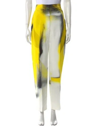 Pre-owned Alexander Mcqueen Graphic Print Straight Leg Pants In Yellow