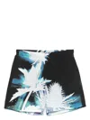 Alexander Mcqueen Black Swimsuit With Light Blue And White Print In Black
