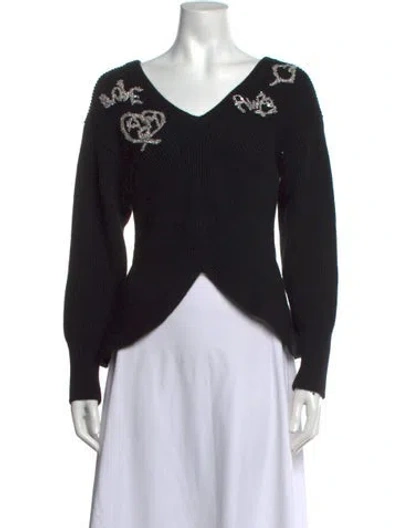 Pre-owned Alexander Mcqueen Graphic Print V-neck Sweater In Black