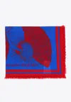 Alexander Mcqueen Graphic Print Wool Scarf In Blue