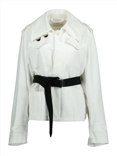 Alexander Mcqueen Graphic Printed Belted Jacket In White