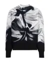 Alexander Mcqueen Blackwhite Printed Stretch Sweater In Black