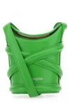 ALEXANDER MCQUEEN GRASS GREEN LEATHER MINI THE CURVE BUCKET BAG