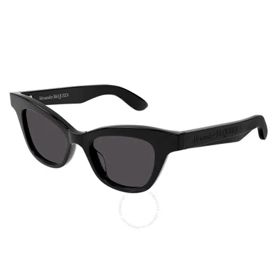 Alexander Mcqueen Gray Cat Eye Ladies Sunglasses Am0381s 001 47 In Black