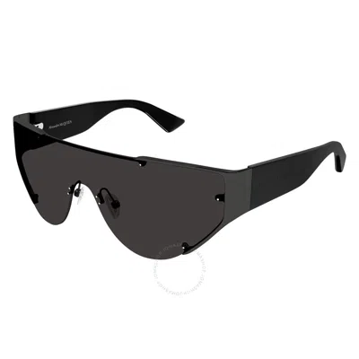 Alexander Mcqueen Gray Shield Unisex Sunglasses Am0447s 001 99 In Black