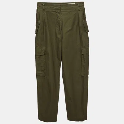 Pre-owned Alexander Mcqueen Green Cotton Pleated Cargo Pants S