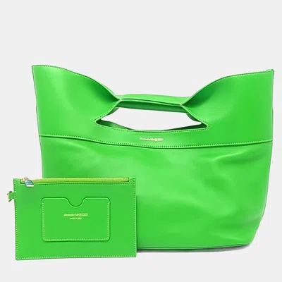 Pre-owned Alexander Mcqueen Green Leather Bow Bag Small