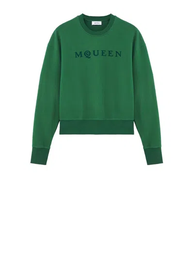 Alexander Mcqueen Green Sweatshirt With Lettering