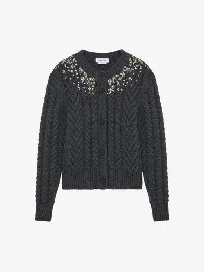 Alexander Mcqueen Crystal-embellished Cable-knit Wool And Cashmere-blend Cardigan In Multi
