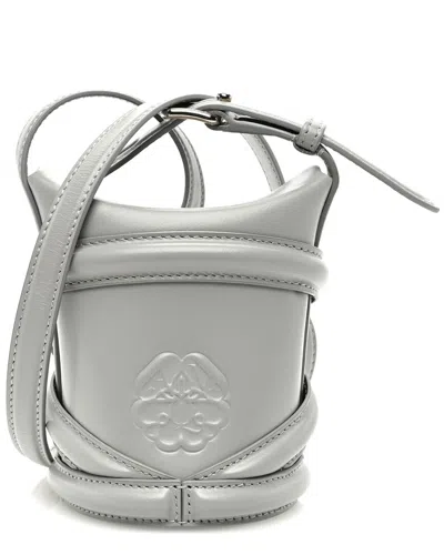 Alexander Mcqueen Grey Calfskin Leather The Curve Mini Bucket Bag (authentic  Pre-loved)