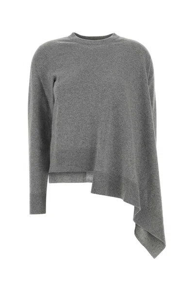 Alexander Mcqueen Grey Cashmere Blend Sweater In Burgundy