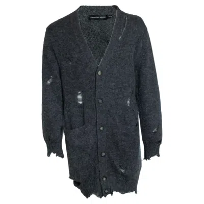 Pre-owned Alexander Mcqueen , Grey Distressed Cardigan In Gray